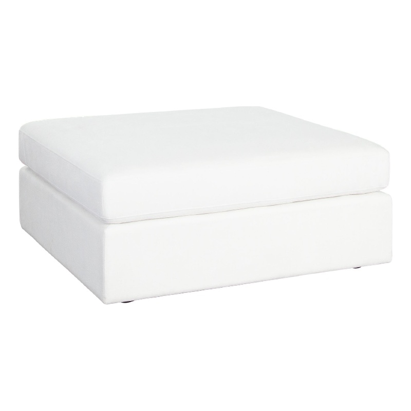 Benjara Lipi Accent Ottoman- Plush Mist White- 42