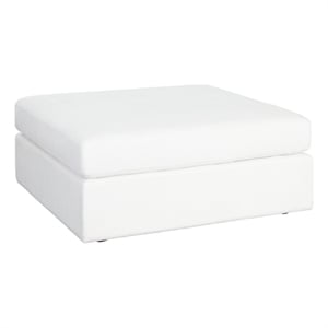 Benjara Lipi Accent Ottoman- Plush Mist White- 42&quot Solid Wood Frame