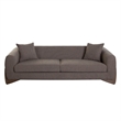 Benjara Resy Sofa- 91 Inch- 2 Accent Pillows- Toffee Brown Textured Polyester