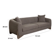 Benjara Resy Sofa- 91 Inch- 2 Accent Pillows- Toffee Brown Textured Polyester