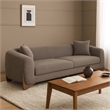 Benjara Resy Sofa- 91 Inch- 2 Accent Pillows- Toffee Brown Textured Polyester