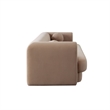 Benjara Foxo Retro Sofa- 2 Accent Pillows- Padded Camel Brown Velvet- 99 Inch