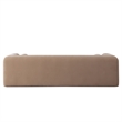 Benjara Foxo Retro Sofa- 2 Accent Pillows- Padded Camel Brown Velvet- 99 Inch