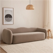 Benjara Moe Sofa in Taupe Performance Velvet- Scalloped Backrest- 97 Inch