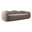 Benjara Moe Sofa in Taupe Performance Velvet- Scalloped Backrest- 97 Inch
