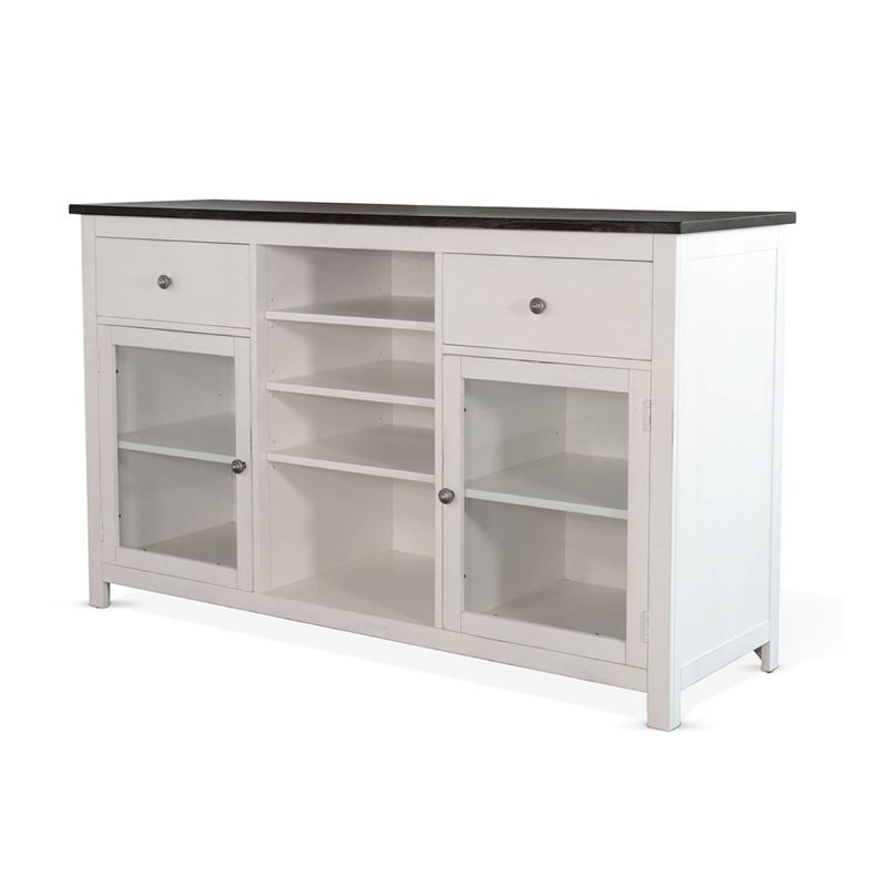 Benjara Orso Sideboard Buffet Cabinet- 2 Drawers w Adjustable Shelves- White