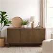 Benjara Cid Estele Sideboard Buffet Server Cabinet- 3 Door- Wenge Brown Wood 71
