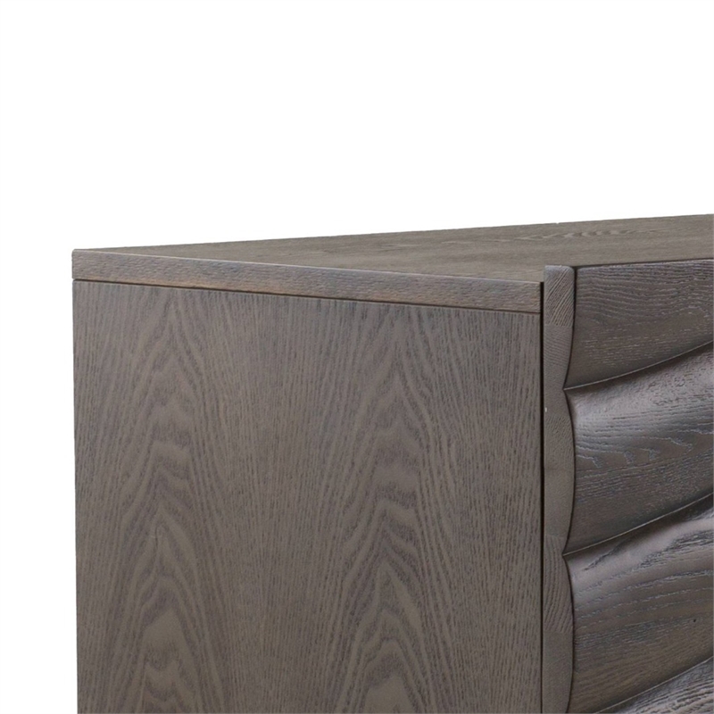 Benjara Cid Finn Sideboard Buffet Server Cabinet- 4 Door- Gray- Silver 71 Inch