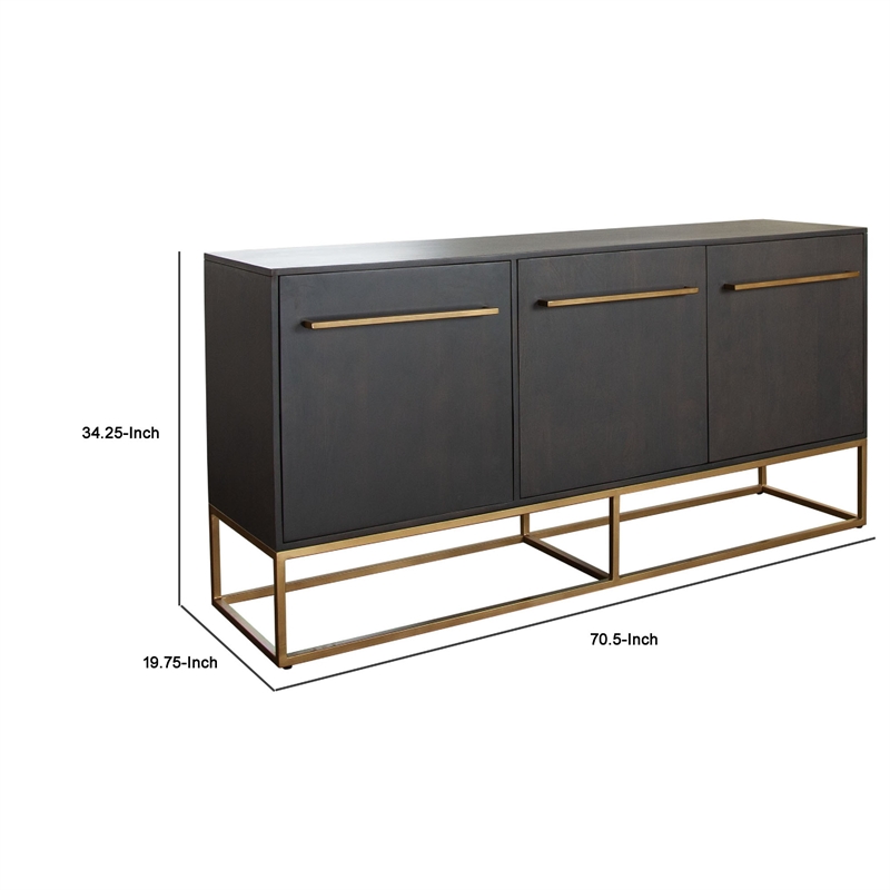 Benjara Ceny Sideboard Buffet Cabinet w 3 Doors- 71