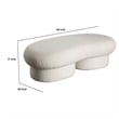 Benjara Curved Accent Bench- Solid Wood Frame- Soft Ivory Boucle Upholstery- 59