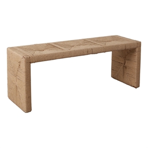 Benjara Koe Accent Bench- 49&quot Wide Handwoven Natural Jute Woven Frame