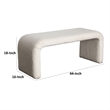 Benjara Accent Bench- C Shaped Design Ivory Boucle Upholstery- 44 Inch