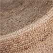 Benjara Accent Stool- 25 Inch- Round Natural Brown Jute Seat- Wood Legs