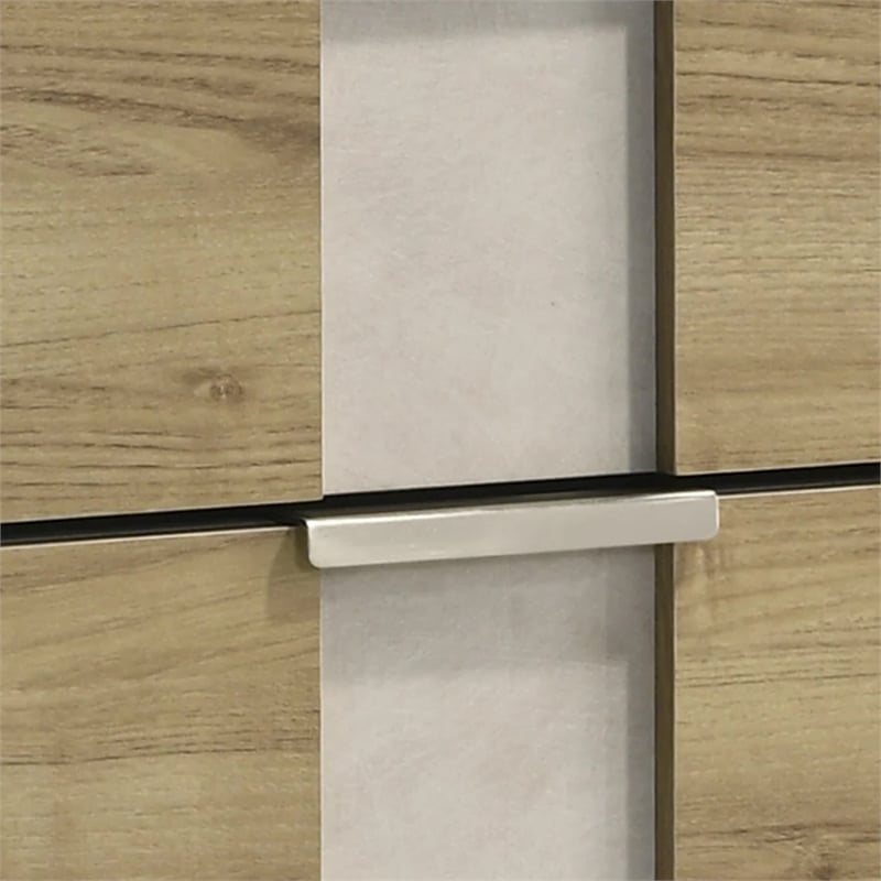 Benjara Amey Nightstand with 2 Drawers- White Trim and Driftwood Brown Finish