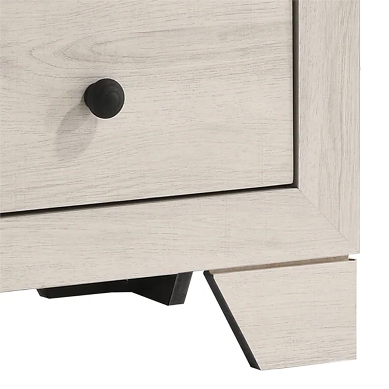 Benjara Cuzzy Nightstand with 2 Drawers- Black Metal- Natural White Wood