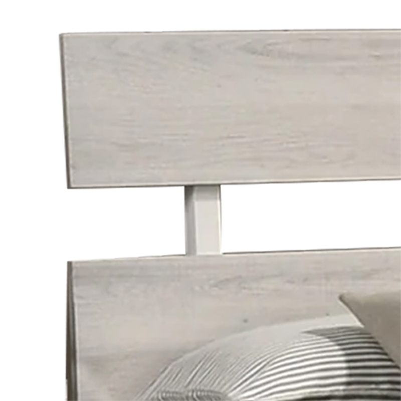 Benjara Cuzzy Full Platform Bed with Panel Headboard- Low Profile White Wood