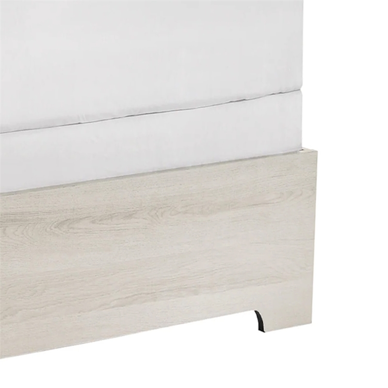 Benjara Cuzzy Full Platform Bed with Panel Headboard- Low Profile White Wood