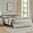 Benjara Cuzzy King Platform Bed with Panel Headboard- Low Profile White Wood