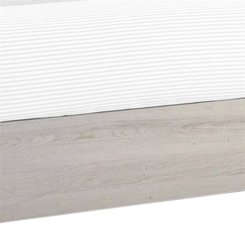 Benjara Cuzzy King Platform Bed with Panel Headboard- Low Profile White Wood