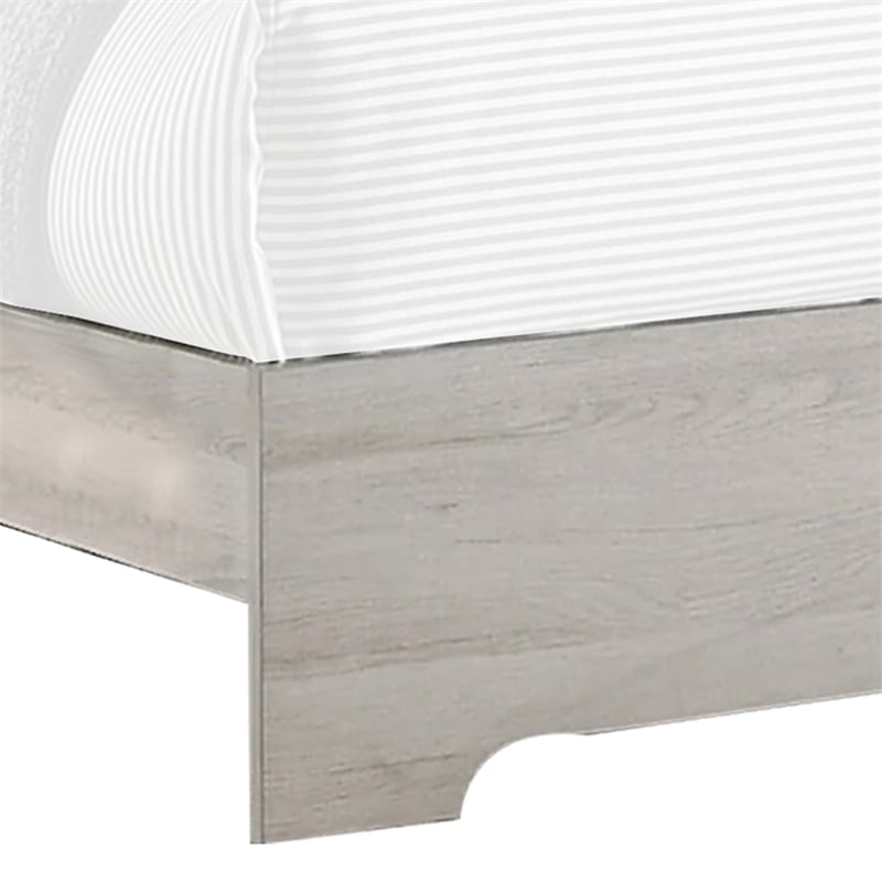 Benjara Cuzzy Queen Platform Bed with Panel Headboard- Low Profile White Wood