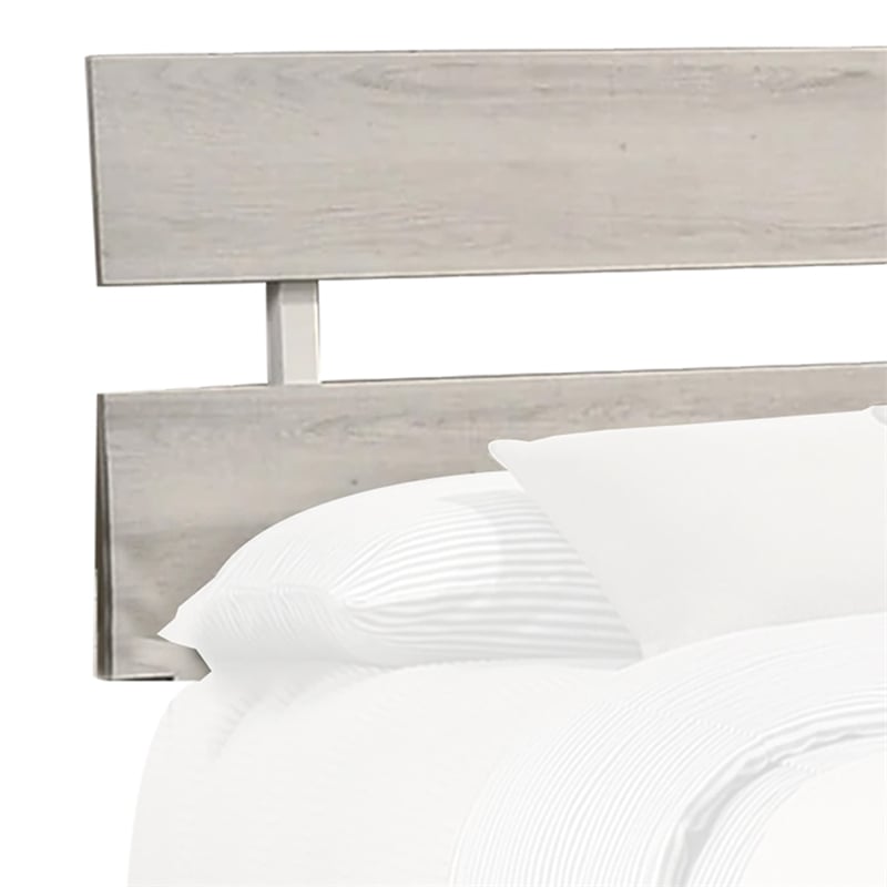 Benjara Cuzzy Queen Platform Bed with Panel Headboard- Low Profile White Wood