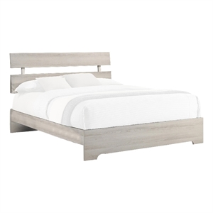 Benjara Cuzzy Queen Platform Bed with Panel Headboard- Low Profile White Wood