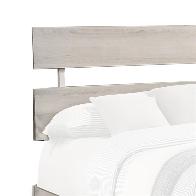Benjara Cuzzy Twin Platform Bed with Panel Headboard- Low Profile White Wood