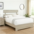 Benjara Cuzzy Twin Platform Bed with Panel Headboard- Low Profile White Wood
