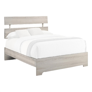 Benjara Cuzzy Twin Platform Bed with Panel Headboard- Low Profile White Wood