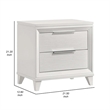 Benjara Ressy Nightstand with 2 Drawer- Silver Metal- Contemporary White Wood
