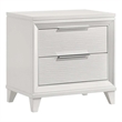 Benjara Ressy Nightstand with 2 Drawer- Silver Metal- Contemporary White Wood