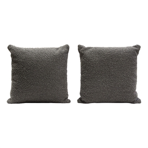 Benjara Wily Accent Pillow Set of 2- 16&quot Square- Charcoal Black Boucle