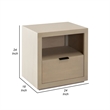 Benjara Somy Nightstand with Drawer and Shelf- Light Natural Gray Mango Wood