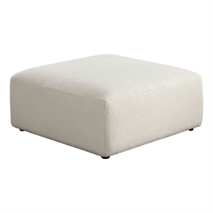 Benjara Zey Modular Ottoman- 37&quot Square- Ivory Sherpa Fabric