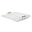 Benjara Yela Decorative Tray- 27x27 Square with Black Handles- Natural Brown