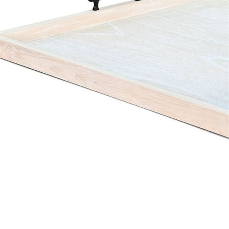 Benjara Yela Decorative Tray- 27x27 Square with Black Handles- Natural Brown
