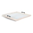 Benjara Yela Decorative Tray- 27x27 Square with Black Handles- Natural Brown