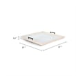 Benjara Yela Decorative Tray- 27x27 Square with Black Handles- Natural Brown