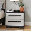 Benjara Ruthe Nightstand with 2 Drawers- Wide Top- Ebony Black- White Wood