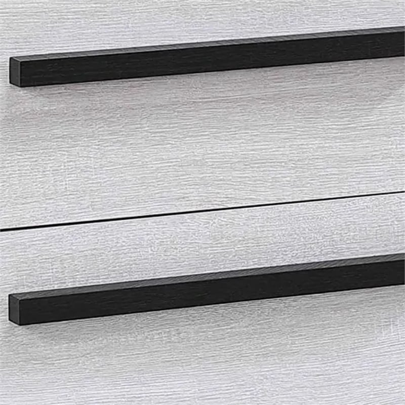 Benjara Ruthe Nightstand with 2 Drawers- Wide Top- Ebony Black- White Wood