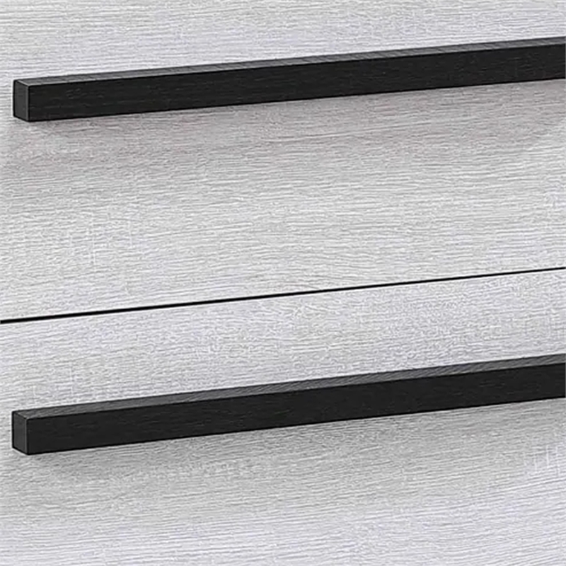 Benjara Ruthe Nightstand with 2 Drawers- Wide Top- Ebony Black- White Wood