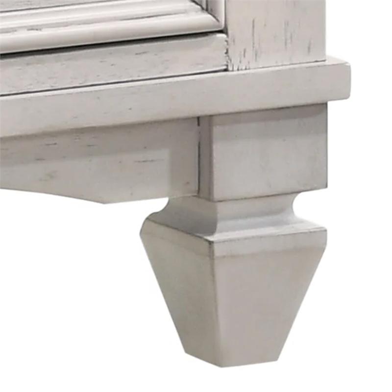 Benjara Sawz Nightstand with 3 Drawers- Charcoal Plank Top- Light Gray Wood