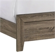 Benjara Shannon Full Panel Bed with Nailhead Trim- Ivory Fabric- Gray Wood