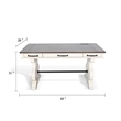 Benjara Fenil Writing Desk with Power Strip and 3 Drawer- White Mindi Mahogany