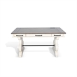 Benjara Fenil Writing Desk with Power Strip and 3 Drawer- White Mindi Mahogany