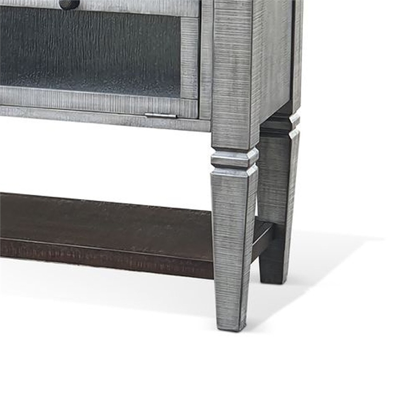 Benjara Camie Sideboard Server- Drop Down Drawers- Waterfall Brown Gray Mahogany