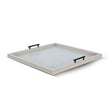 Benjara Yela Decorative Tray- 27x27 Square with Black Handles- Light Gray