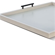 Benjara Yela Decorative Tray- 27x27 Square with Black Handles- Light Gray