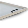 Benjara Yela Decorative Tray- 27x27 Square with Black Handles- Light Gray