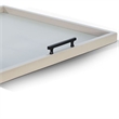 Benjara Yela Decorative Tray- 27x27 Square with Black Handles- Light Gray